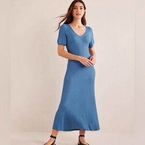 Boden Angled Empire Knitted Dress Porcelain Blue $160.00 NEW